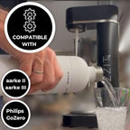 FIZZIT Black Stainless Steel Carbonation Bottle | Compatible with Some Soda Makers | Reusable Sparkling Water Bottle, Dishwasher Safe, BPA-Free (SSB-B)