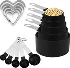 Accmor Measuring Cups & Spoons Set, 10 Pack Plastic Cooking Baking Tools With 5 Pack Stainless Steel Cookie Cutters, Stackable Kitchen Gadgets Nesting Measure Cups Handle for Dry Liquid Ingredients