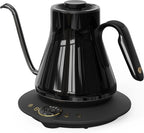 Cocinare Barista Collection Gooseneck Electric Kettle, ±1℉ Precise Temperature Control for Pour-Over Coffee & Tea, Quick Heating 1500W, Stainless Steel Interior, 0.9L (Soulages Black)