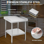 12x24x30 in Stainless Steel Equipment Grill Stand Table 400 LBS Capacity NSF Certified with Adjustable Legs, 2 in Edge Baffle, for Hotel, Home, Commercial Restaurant Kitchen