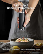 Heavy Duty Metal Pepper Grinder, Professional Manual Pepper Grinder with Adjustable Coarseness, Pepper Mill with Magnetic Powder Chamber, Refillable Pepper Mill for Spices, High Output