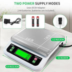 Large Digital Kitchen Scale 40kg/88lbs Commercial Food Scale with Tare and PCS Funtion for Parts and Coins LCD Display Stainless Steel Baking Scale for Cooking, Adapter Included (White, 40kg)