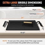 Universal Large Carbon Steel Griddle for Outdoor Gas Grill, Induction, Gas/Electric Stove, and Oven, Double Burner Griddle Comes with Grill Press, Pre-seasoned Nitride Coating Process