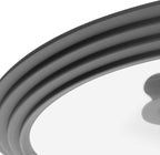 LSR Loreso Universal Pan Lid for Pots Pans and Skillets 7.5-11.5 Inch - Tempered Glass Pot Lid Set with Auto-Sizing Silicone Rim, 2 Pack Grey