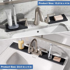 DK177 Faucet Mat for Kitchen Sink - Water Absorbing Stone Tray for Sink, Diatomite Fast-Drying Faucet Mat, Faucet Splash Guard for Bathroom Counter (Dark Gray, 23.6" x 4")