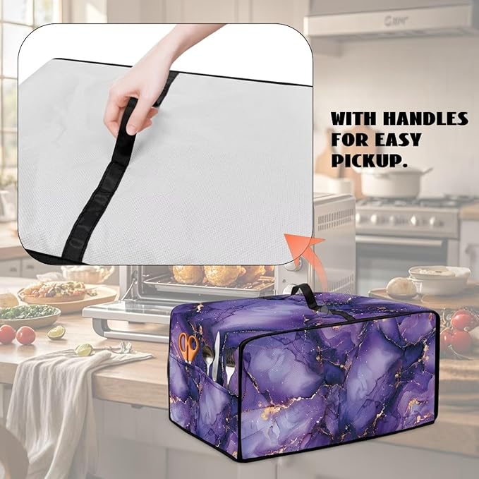 Marble Print Toaster Oven Cover for Kitchen Counter, Heavy Duty Heat-resistant Dust-proof Cover for Microwave Oven, Fit Most Small Appliance, Purple (Small-14.5 * 18.46 * 9 inches)