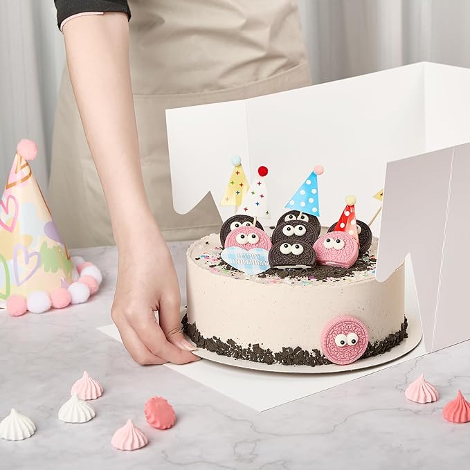 2 Pack Cake Boxes, 10 x 10 x 8 Inches Tall Bakery Box with Window and Cake Boards, Disposable Cake Containers for Wedding, Birthday, Party