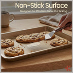 Diamond Bottom Cookie Sheet Set of 2, Nonstick Gold Carbon Steel Baking Pans for Crisp Baking, Space-Saving Stackable Trays, PFOA, PFOS, PTFE Free, Oven Safe Up to 450°F, Small & Medium Pans