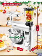 Stand Mixer 8-IN-1 8.5 Qt 2000W Multifunctional Fermentation Electric Kitchen Mixer 6 Speed Tilt-Head with Stainless Steel Bowl, 1.5L Glass Jar Meat Grinder Dough Hook Whisk Pasta Attachment