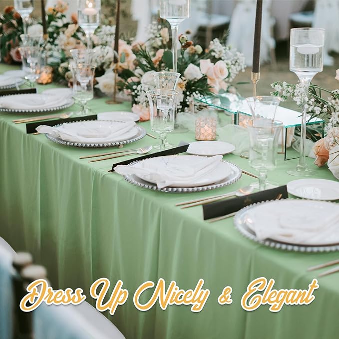 BRILLMAX 8 Pack Sage Green Tablecloths for 8 Foot Rectangle Tables 60 x 126 Inch - 8ft Rectangular Bulk Linen Polyester Fabric Washable Cloth Cover for Wedding Reception Banquet Birthday Party