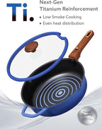 CAROTE 20Pcs Titanium Cookware Set, Pots and Pans Set Non Stick, Kitchen Cooking Set with Detachable Handle, Non Toxic Induction Cookware - Camping Cookware, Dishwasher/Oven Safe, Blue