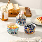 Glowworm Ramekins Oven Safe, 4 Oz Ceramic Creme Brulee Ramekins Set of 6, Souffle Dishes Pudding Custard Cups for Baking, Oven & Dishwasher Safe, Bohemian