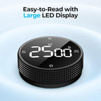 Digital Kitchen Timer, Large Display Magnetic Countdown Countup Timer, 3 Preset Times (5, 15, 25),Volume & Brightness Adjustable for Cooking Classroom Studying, Easy for Kids(Gunmetal 1PCS)