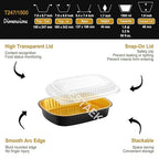 Oval Aluminum Foil Pans with Snap-On Lids (5 Pack) – 2X Thicker Heavy Duty Black & Gold Disposable Trays for Catering, Takeout & Party Serving, 50oz
