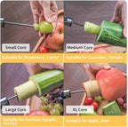 Newness Multi-Purpose Veggie Drill with Sharp Blade and Ergonomic Anti-Slip Handle, 4 Sizes for Coring and Hollowing out Zucchini, Potatoes, Carrot