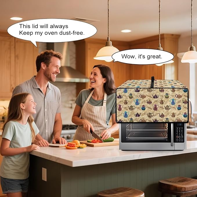 Coffee Kettle Print Toaster Oven Dust Cover, Fingerprint Protectors and Greasy Protection Machine Washable Universal Toaster Oven Protector for Kitchen, (Medium-16.1*19.71*10 inches)