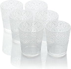 Victoria Clear Set of 6 Premium Acrylic DOF Glass 16 oz – Unbreakable Drinkware with Elegant Embossed Design, Perfect for Indoor & Outdoor Use