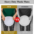 Goodluck 100PCS Silver Plastic Plates, 10.25 Inch Dinner Plate with Silver Rim, Heavy Duty Disposable Plastic Plates for Party, Wedding, Birthday & Daily Use