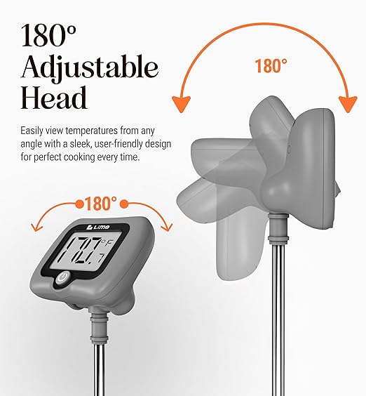 Digital Candy Thermometer with Pot Clip, 10" Long Stainless Steel Probe, Instant Read Kitchen Thermometer for Cooking, Baking, and Candy Making (Gray)