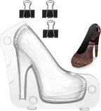 3D High Heel Shoe Chocolate Mold,Large Thick Soled Stiletto Molds with 4 Clips Cake Decoration for Wedding Birthday Party Baking Pastry Tool