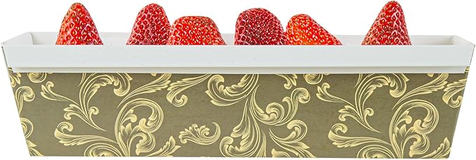 Restaurantware Paper Loaf Pan 100 Count 10 x 3.6 x 2.5 Inches 42 Oz Greaseproof Baking Loaf Mold, Vintage Floral Design Oven Safe Freezer Safe Rectangular Green Baking Pan For Cakes And Bread