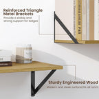 Fun Memories Deep Floating Shelves for Wall, 36W x 8D Wall Mounted Shelves Set of 2, Wide Display Ledge Shelf with Sturdy Metal Brackets for Living Room, Bathroom, Bedroom and Kitchen, Oak