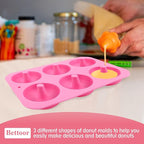 3 Pack Silicone Donut Pan, Non-stick Doughnut Molds for Baking, 6 Cavity Donut Maker Muffin Cupcake Bagel Making Tray (Pink, Orange, Green)