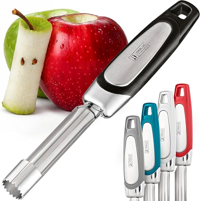 Orblue Premium Apple Corer Tool - Durable Stainless Steel Fruit Core Extractor Tool - Apple Corer Remover, Black