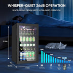 Beverage Refrigerator Cooler - 120 Can Mini Fridge with Glass Door for Soda Beer or Wine, Beverage Cooler for Bedroom, Office, Bar with Adjustable Shelves & Digital Temperature Display, Black