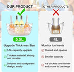 Ice Buckets for Parties 2 Packs,Ice Bucket with Scoops&Metal Wine Bottle Opener,Clear Acrylic Ice Champagne Buckets Tub for Parties,Mimosa Bar Supplies,Beer,Beverage&Drinks 5.5L (16.53 x 7.3 x 6.8in)