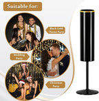 12 Pack Champagne Flute Acrylic 5.4 Oz Black Champagne Flutes Gold Rim Disposable Champagne Glasses Wedding Toasting Glasses Reusable Square Stemmed Wine Glasses for Wedding Christmas Halloween