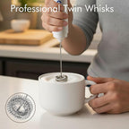 Rechargeable Milk Frother Handheld, 2-IN-1 Dual Spring Whisk Electric Frother Wand for Cappuccino Latte Macchiato, Portable Drink Mixer for Coffee, Matcha, Hot Chocolate