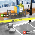 Maifan Stainless Steel Kitchen Sink Caddy Organizer with Auto Drain Tray, Sponge Holder for Countertop Storage Dark Gray
