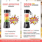 Cordless Personal Size Portable Blender - 380Ml Blender Smoothies and Shakes, BPA Free Traveling Juice Cup with Powerful Blending, Freshly Squeezed in Sports/Travel/Home