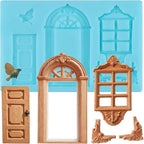 Door Window Frame Silicone Molds Nordic House Fondant Chocolate Molds for Cake Decorating Cupcake Topper Candy Gum Paste Polymer Clay