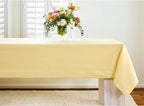 Solino Home Linen Tablecloth 52 x 52 Inch - 100% Pure Linen Golden Straw Square Tablecloth - Fete, Machine Washable Table Throw