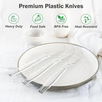 360 Count Extra Heavy Duty Clear Plastic Knives Disposable, BPA-Free, Heat Resistant, Solid and Durable Disposable Knives Bulk, Premium Plastic Knives heavy duty for Party Supply