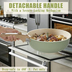 Umite Chef Non Stick Pots and Pans Set, 21 Pcs Ceramic Kitchen Cookware Set with Detachable Handle, Nonstick Healthy Induction Cookware, Dishwasher RV Cookware Set, Oven Safe, Stackable, Sage Green