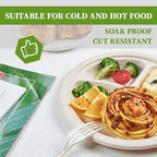ECOLipak 125 Pack 3 Compartment Plates Disposable, 10 inch Heavy-Duty Compostable Paper Plates Made of Eco-Friendly Sugar Cane Fibers