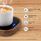 Coffee Mug Warmer for Desk - Wooden Auto Shut Off Drink Warmer for Milk Tea Water Cocoa - Smart Beverage Heating Candle Wax Plate