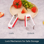KITCHENDAO Strawberry Huller Corer Stem Remover with Safety Lock, Non-Slip Soft-touch Handle, Sharp Blades, Dishwasher Safe,1 Pack