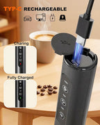 Rechargeable Handheld Milk Frother with Box, 3-Speed Coffee Frother Handheld with 3 Whisks, Dual Coil Whisk Electric Frother Wand for Coffee Latte Cappuccino Matcha and Egg, Kitchen Gift Set