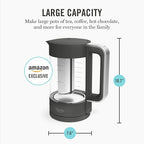 Martha Stewart  Electric  Kettle with Removable Stainless Steel Tea Infuser, Glass Carafe 1.7L (7 Cups), Hot Water Boiler, 4 Presets, Keep Warm & Auto Shut-Off, Cordless 360° Swivel Base, Caviar Gray