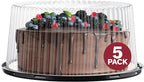 10-11" Plastic Disposable Cake Containers Carriers with Dome Lids and Cake Boards | 5 Round Cake Carriers for Transport | Clear Bundt Cake Boxes Cover | 2-3 Layer Cake Holder Display Containers