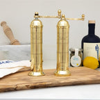Alexander Home Original Greek Pepper Mill, 9-Inch Brass – European Manual Pepper Grinder, Refillable, with Polishing Cloth