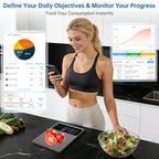 Smart Food Kitchen Scale with Nutritional Calculator, 30 Nutrients App for Tracking Calories, Fat, Carbs & Protein, Personal Goals and Daily Reports, On-Screen Nutrient Info, 22lb/10Kg