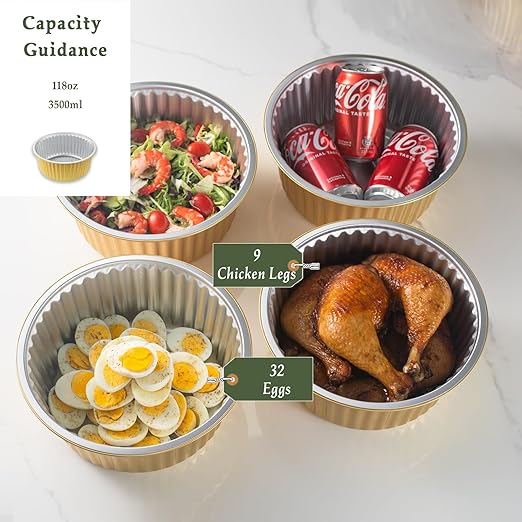 10" Deep Round Aluminum Foil Pans with Lids (5 Pack), Heavy Duty Grease-Resistant Containers for Baking, Heating, Meal Prep & Food Storage, 4" Depth, 118oz