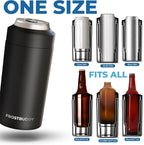 Frost Buddy Universal Can Cooler - Fits all - Stainless Steel Can Cooler for 12 oz & 16 oz Regular or Slim Cans & Bottles - Stainless Steel (Rogue)