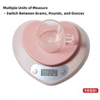 Cute Kitchen Scale, Digital Food Scale with LCD Display, 11 lb (5kg) Capacity, 0.03 oz (1g) Precision for Baking and Cooking (Pink)