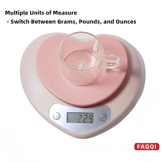 Cute Kitchen Scale, Digital Food Scale with LCD Display, 11 lb (5kg) Capacity, 0.03 oz (1g) Precision for Baking and Cooking (Pink)